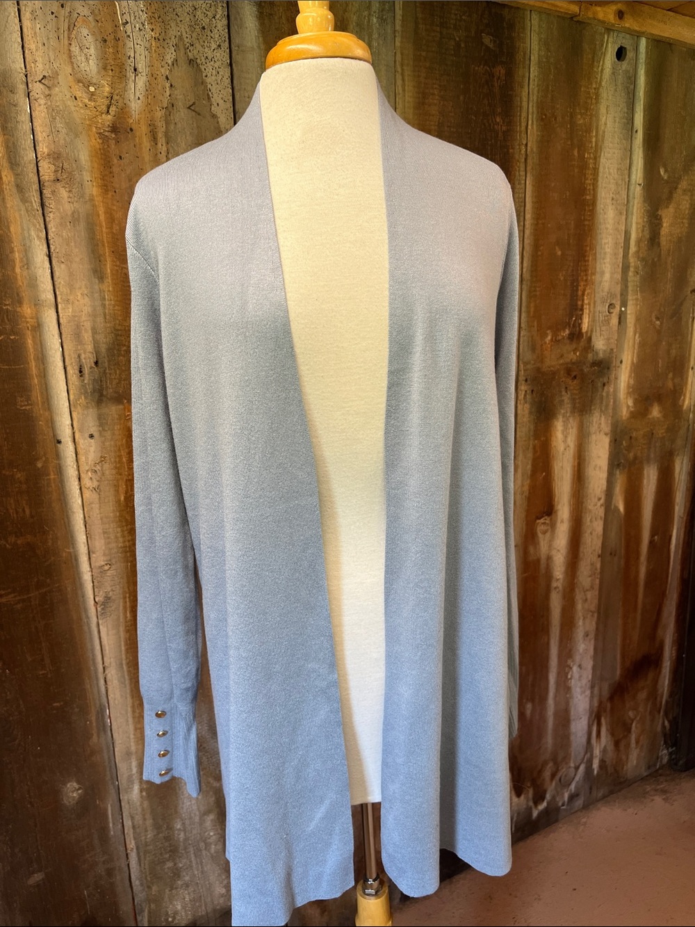 Cyrus NWT Open Front Light Med weight Lily Blue Women's Knit Cardigan, Size XL